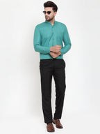 Jainish Green Men's Cotton Solid Mandarin Collar Formal Shirts ( SF 757Pista ) - Distacart
