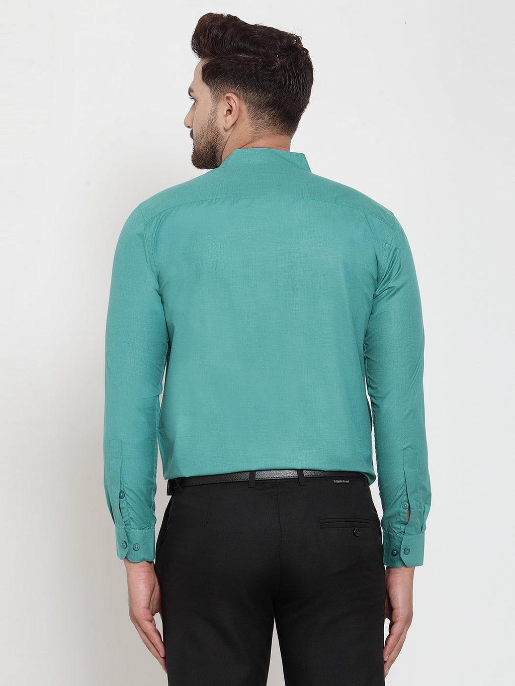 Jainish Green Men's Cotton Solid Mandarin Collar Formal Shirts ( SF 757Pista ) - Distacart