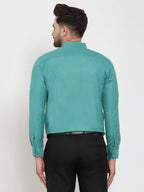 Jainish Green Men's Cotton Solid Mandarin Collar Formal Shirts ( SF 757Pista ) - Distacart