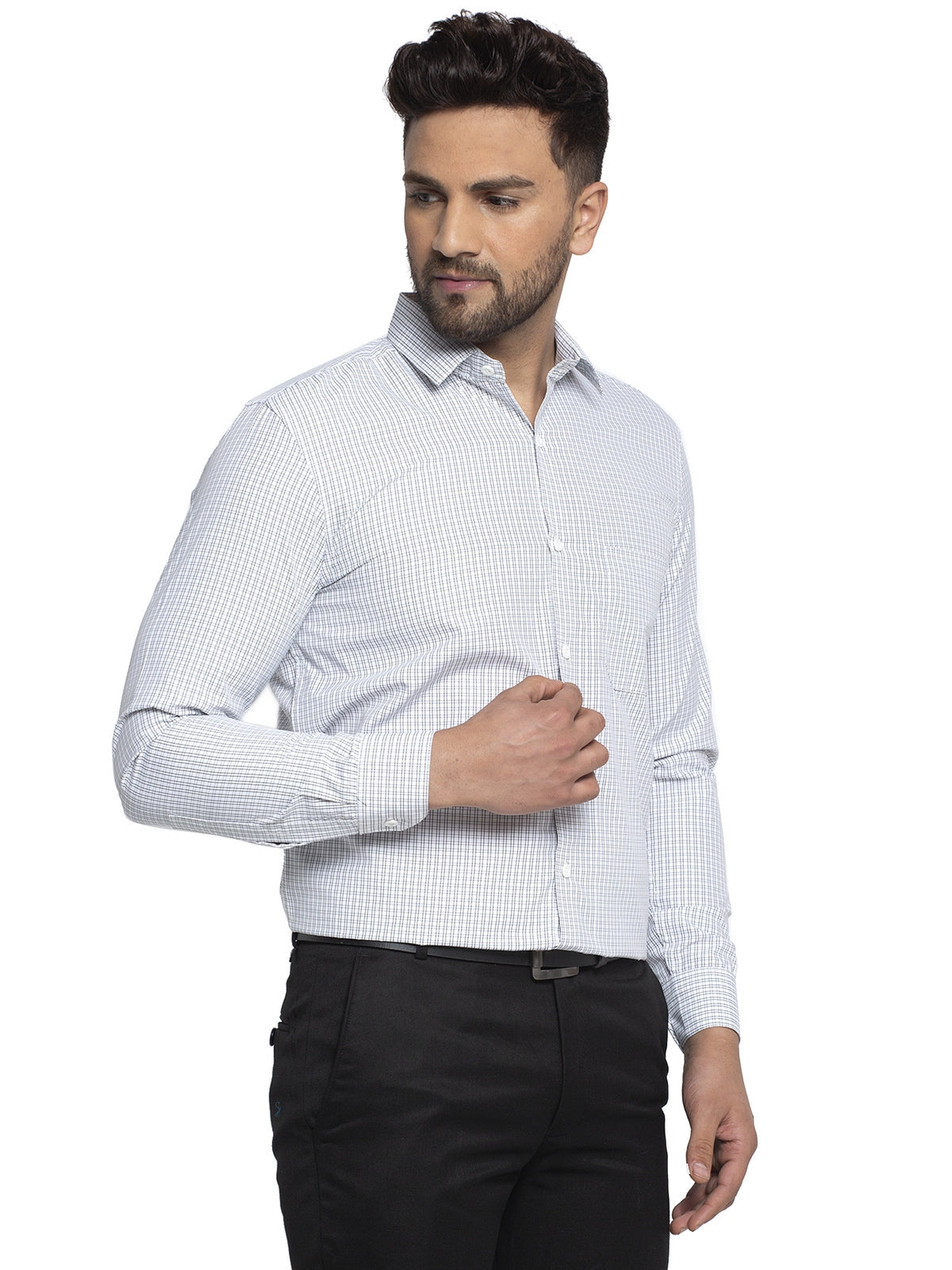 Jainish Black Men's Cotton Checked Formal Shirt's ( SF 758Black ) - Distacart