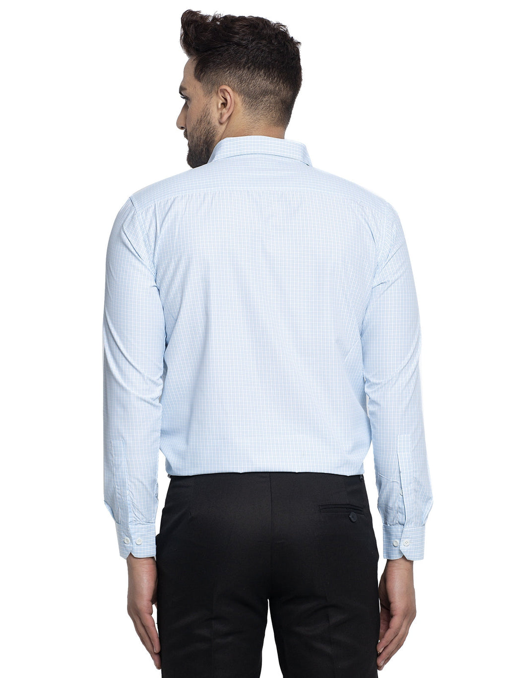 Jainish Blue Men's Cotton Checked Formal Shirt's ( SF 758Sky ) - Distacart