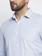 Jainish Blue Men's Cotton Striped Formal Shirt's ( SF 759Light-Blue ) - Distacart