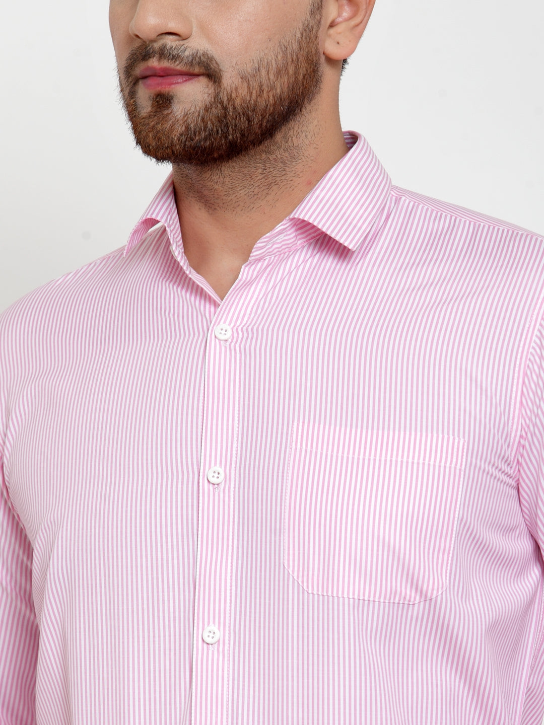 Jainish Pink Men's Cotton Striped Formal Shirt's ( SF 759Pink ) - Distacart