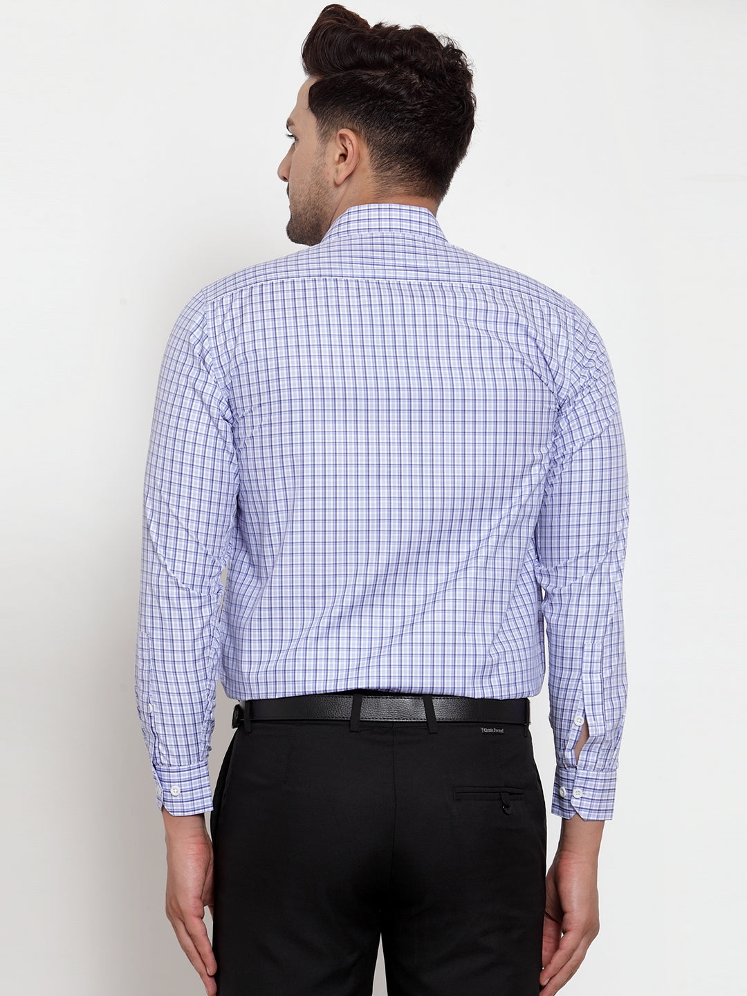 Jainish Blue Men's Cotton Checked Formal Shirt's ( SF 760Blue ) - Distacart