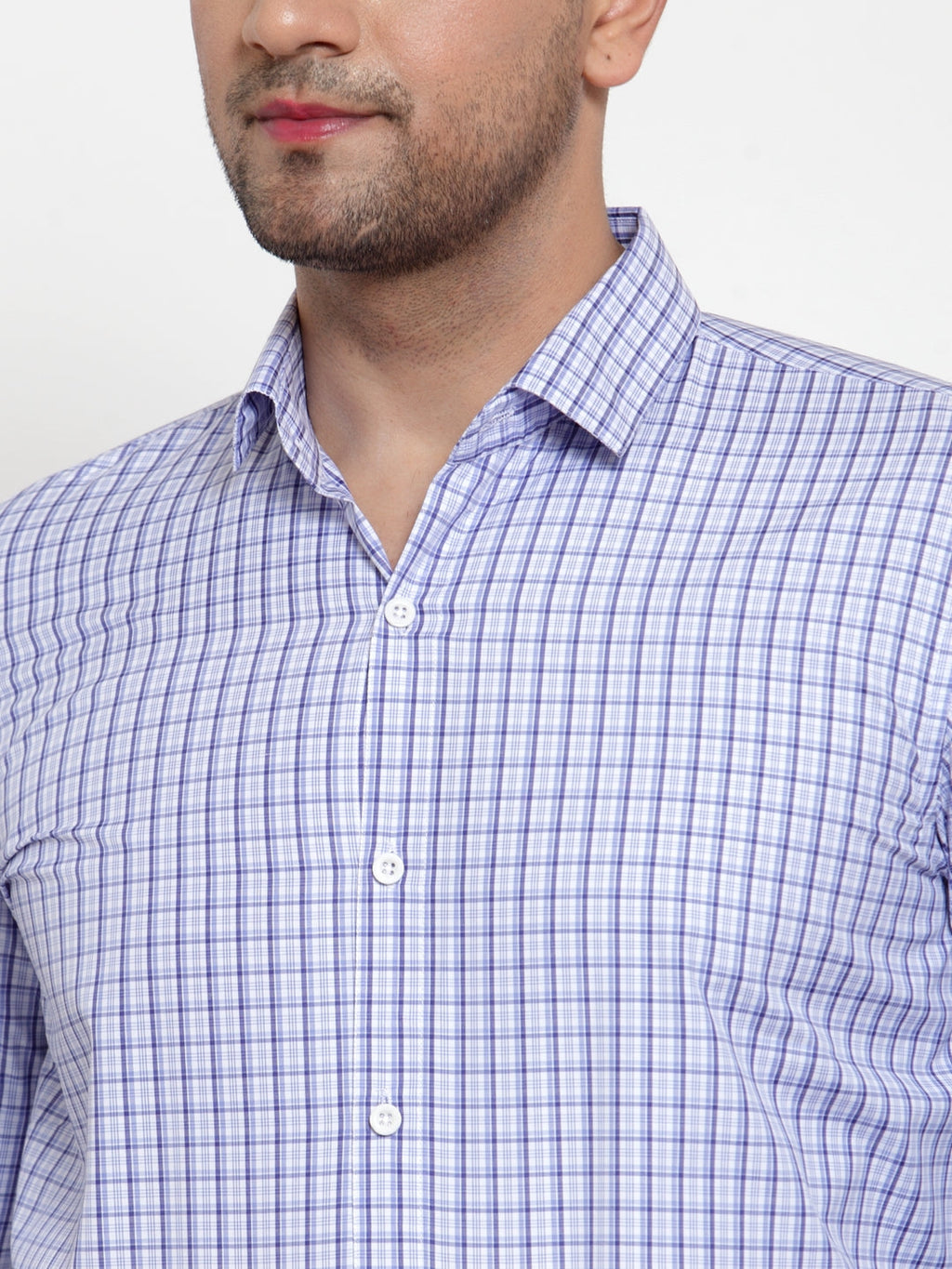 Jainish Blue Men's Cotton Checked Formal Shirt's ( SF 760Blue ) - Distacart