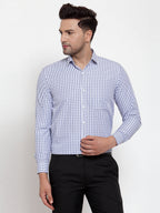 Jainish Blue Men's Cotton Checked Formal Shirt's ( SF 760Sky ) - Distacart