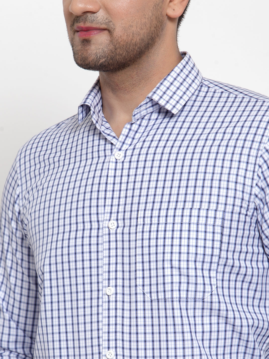 Jainish Blue Men's Cotton Checked Formal Shirt's ( SF 760Sky ) - Distacart