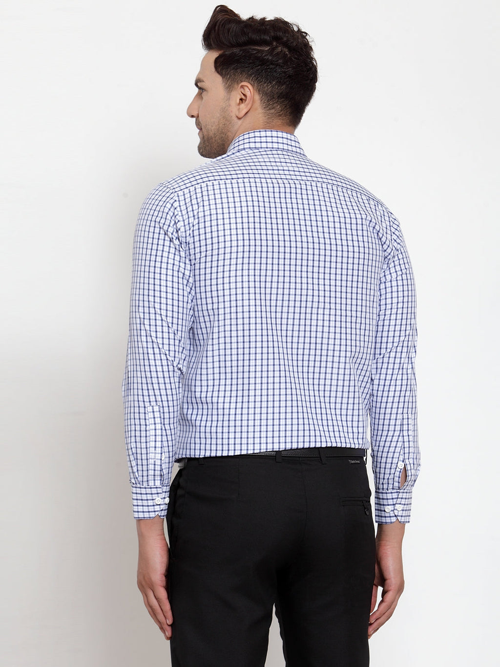 Jainish Blue Men's Cotton Checked Formal Shirt's ( SF 760Sky ) - Distacart