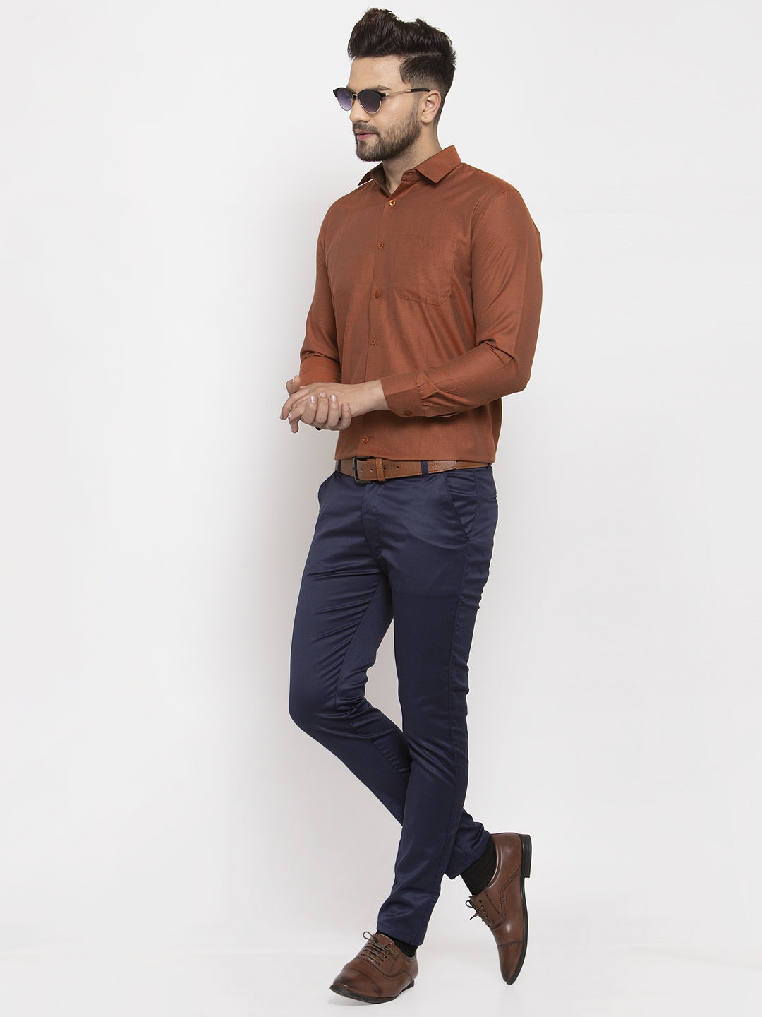 Jainish Brown Men's Cotton Polka Dots Formal Shirt's ( SF 761Brown ) - Distacart