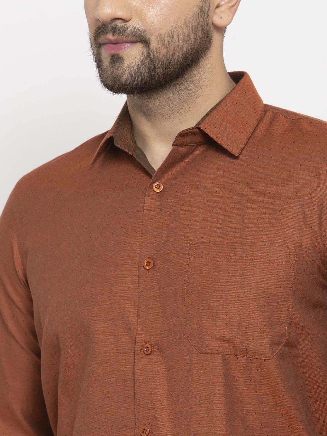 Jainish Brown Men's Cotton Polka Dots Formal Shirt's ( SF 761Brown ) - Distacart