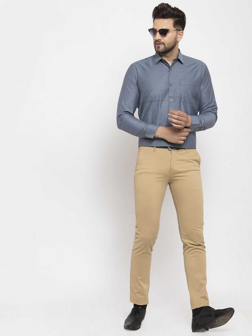 Jainish Grey Men's Cotton Polka Dots Formal Shirt's ( SF 761Grey ) - Distacart