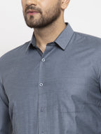 Jainish Grey Men's Cotton Polka Dots Formal Shirt's ( SF 761Grey ) - Distacart