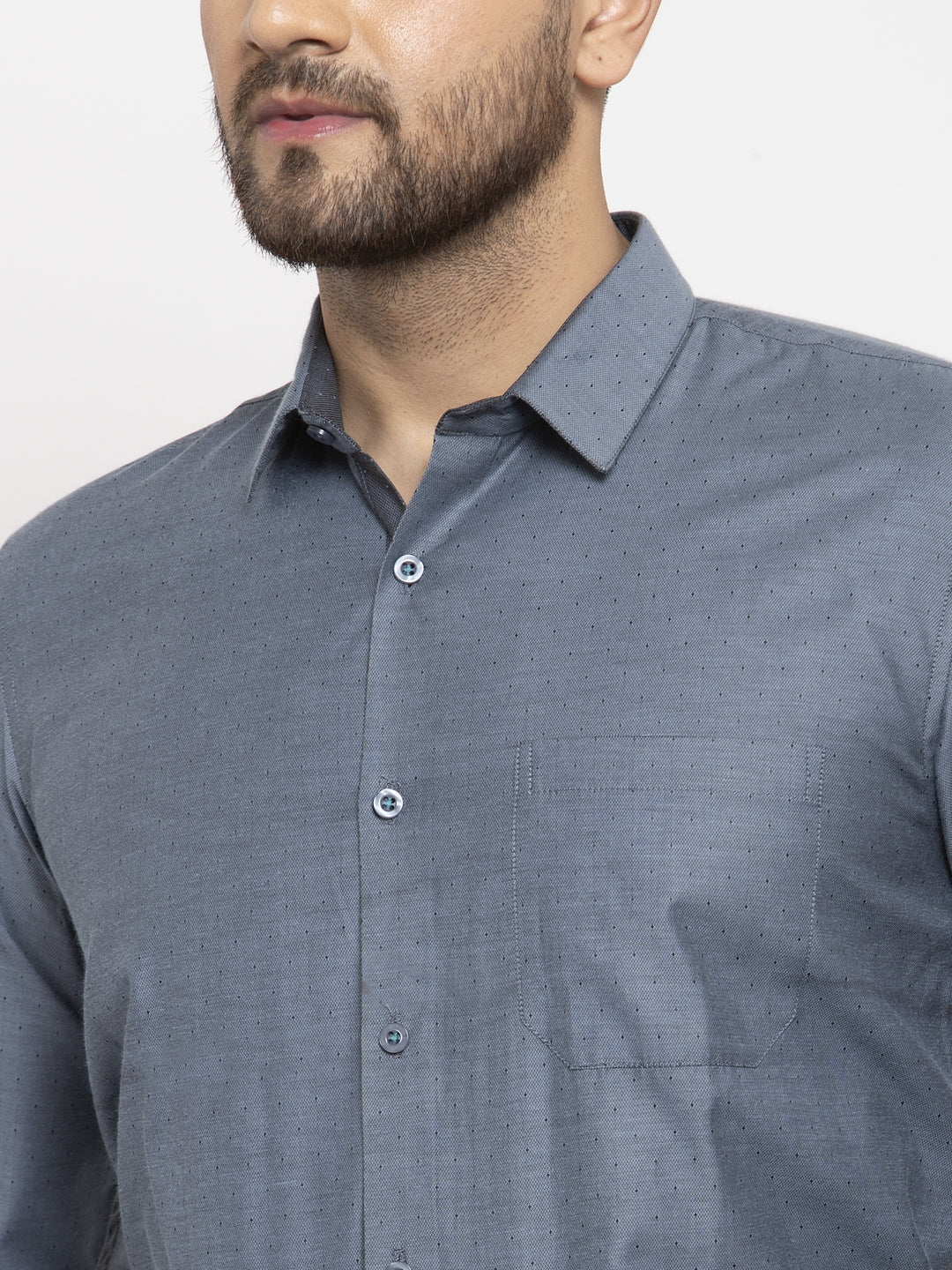 Jainish Grey Men's Cotton Polka Dots Formal Shirt's ( SF 761Grey ) - Distacart