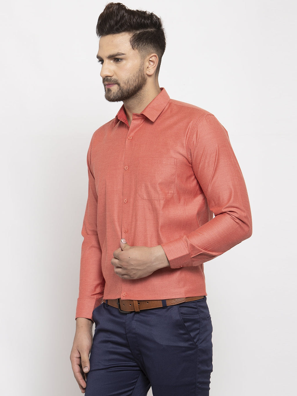 Jainish Orange Men's Cotton Polka Dots Formal Shirt's ( SF 761Keshar ) - Distacart