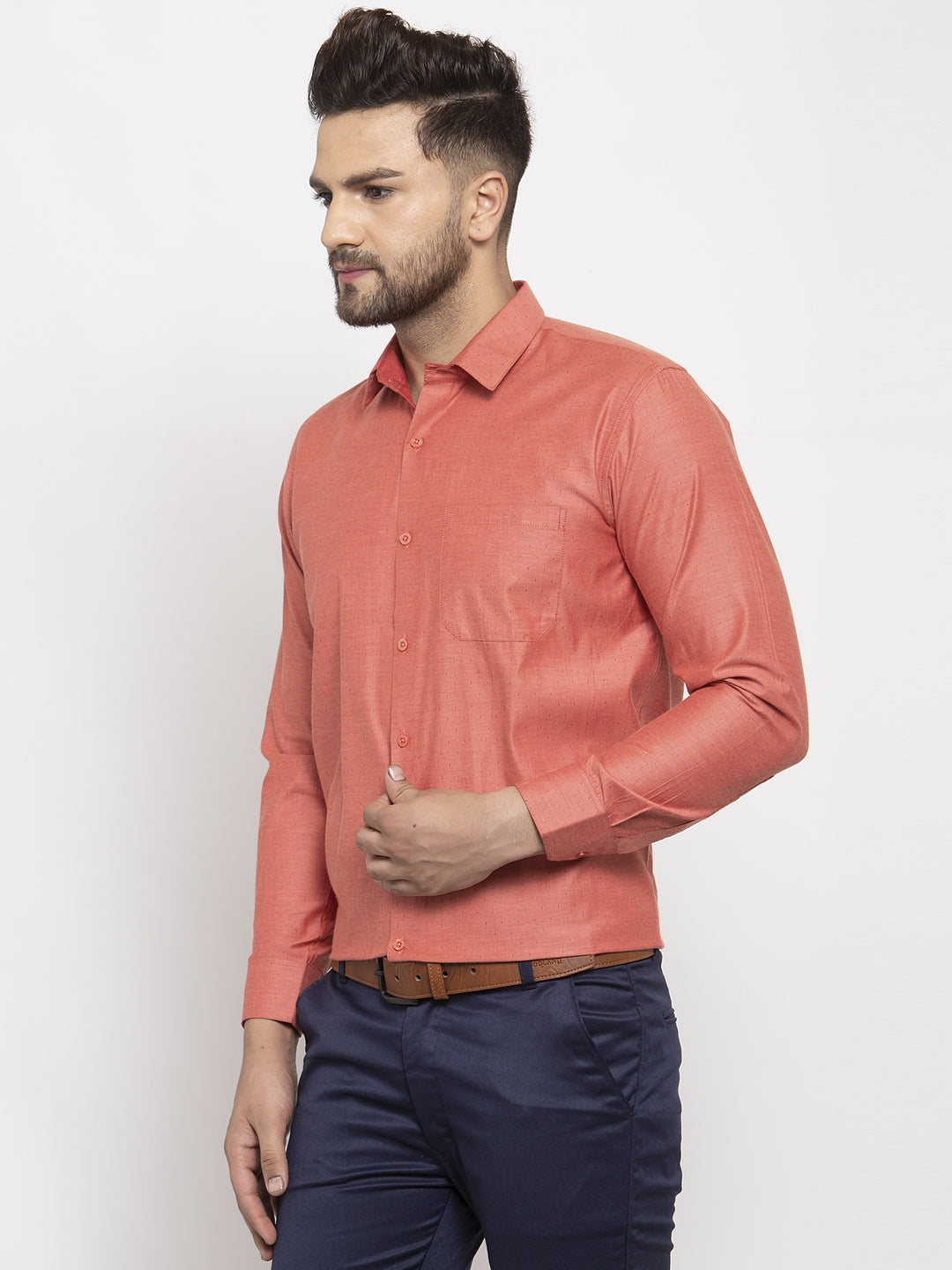 Jainish Orange Men's Cotton Polka Dots Formal Shirt's ( SF 761Keshar ) - Distacart