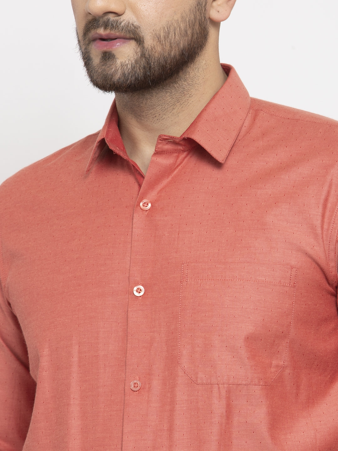 Jainish Orange Men's Cotton Polka Dots Formal Shirt's ( SF 761Keshar ) - Distacart