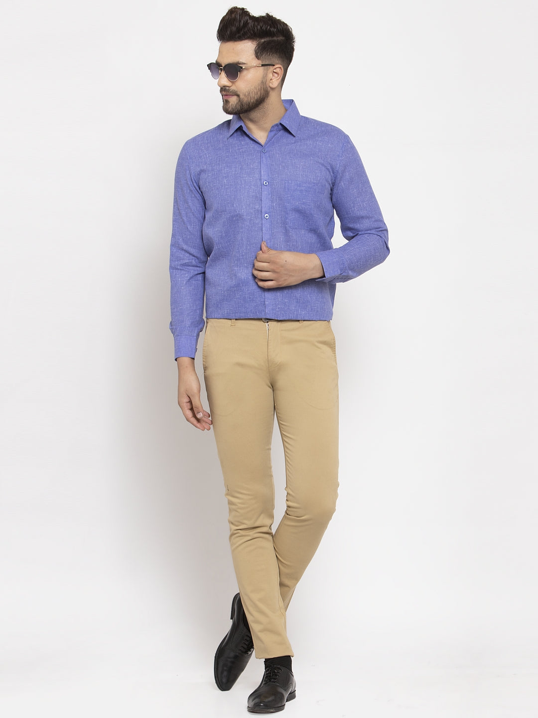 Jainish Blue Men's Dobby Solid Formal Shirts ( SF 762Blue ) - Distacart