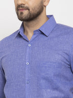 Jainish Blue Men's Dobby Solid Formal Shirts ( SF 762Blue ) - Distacart