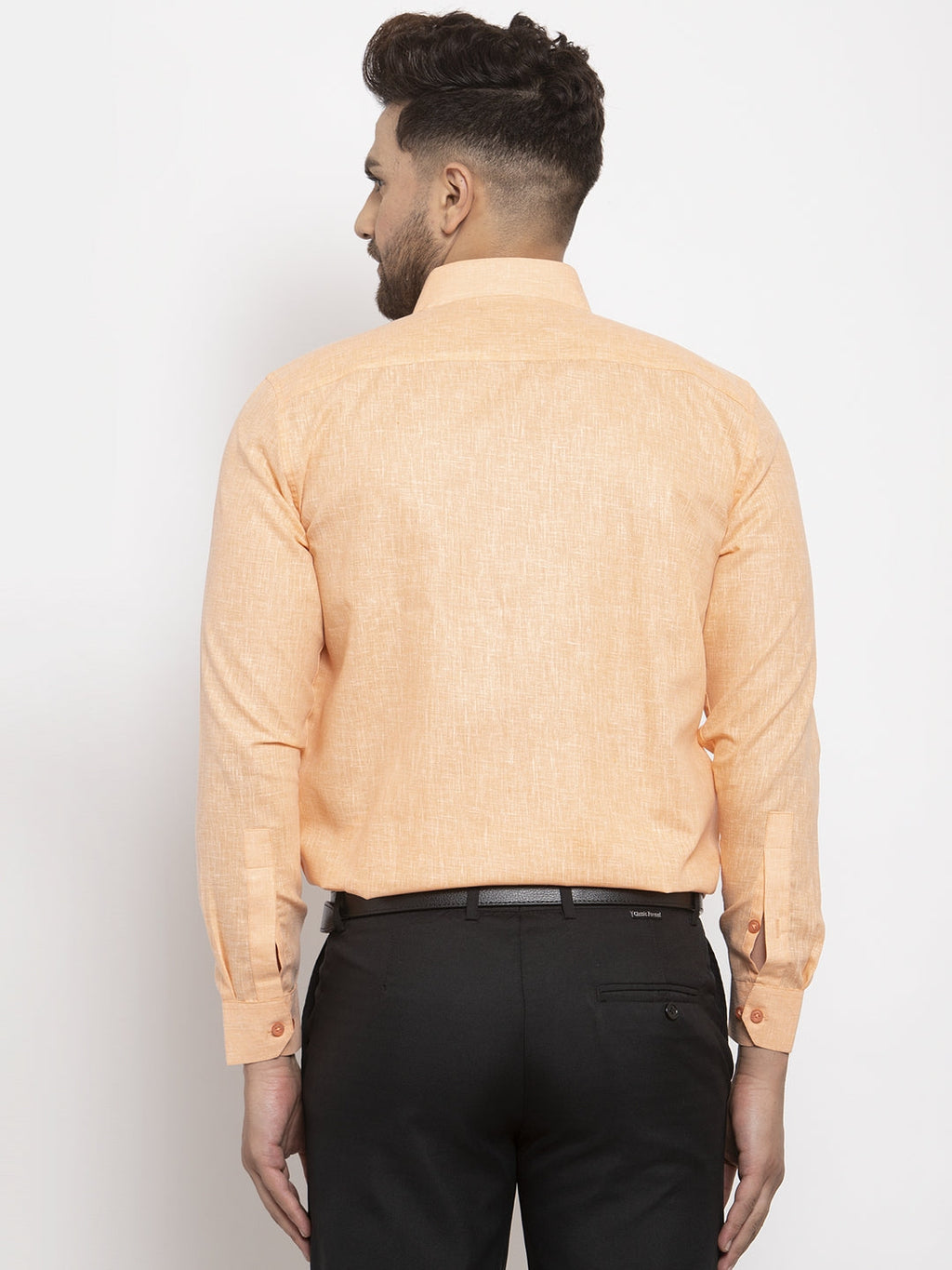 Jainish Orange Men's Dobby Solid Formal Shirts ( SF 762Light-Orange ) - Distacart