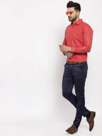 Jainish Red Men's Dobby Solid Formal Shirts ( SF 762Red ) - Distacart