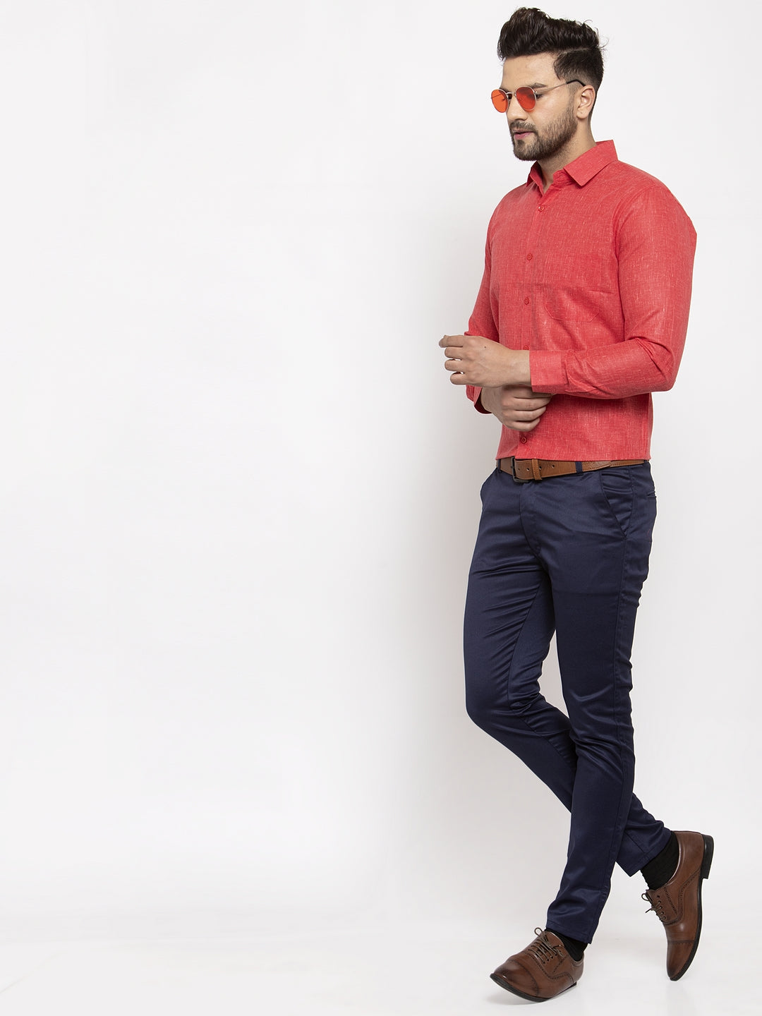 Jainish Red Men's Dobby Solid Formal Shirts ( SF 762Red ) - Distacart