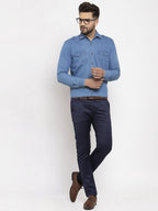 Jainish Blue Men's Denim Solid Formal Shirt's ( SF 763Blue ) - Distacart