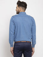 Jainish Blue Men's Denim Solid Formal Shirt's ( SF 763Blue ) - Distacart