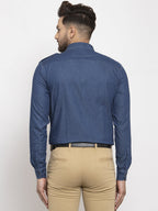 Jainish Navy Men's Denim Solid Formal Shirt's ( SF 763Navy ) - Distacart