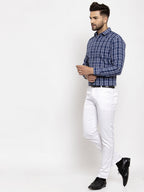 Jainish Blue Men's Cotton Checked Formal Shirt's ( SF 764Blue ) - Distacart