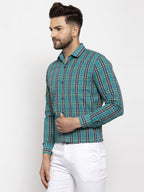 Jainish Green Men's Cotton Checked Formal Shirt's ( SF 764Green ) - Distacart