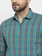 Jainish Green Men's Cotton Checked Formal Shirt's ( SF 764Green ) - Distacart