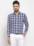 Jainish Navy Men's Cotton Checked Formal Shirt's ( SF 764Navy ) - Distacart