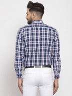 Jainish Navy Men's Cotton Checked Formal Shirt's ( SF 764Navy ) - Distacart