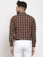 Jainish Orange Men's Cotton Checked Formal Shirt's ( SF 764Orange ) - Distacart