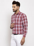 Jainish Red Men's Cotton Checked Formal Shirt's ( SF 764Red ) - Distacart
