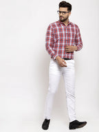 Jainish Red Men's Cotton Checked Formal Shirt's ( SF 764Red ) - Distacart