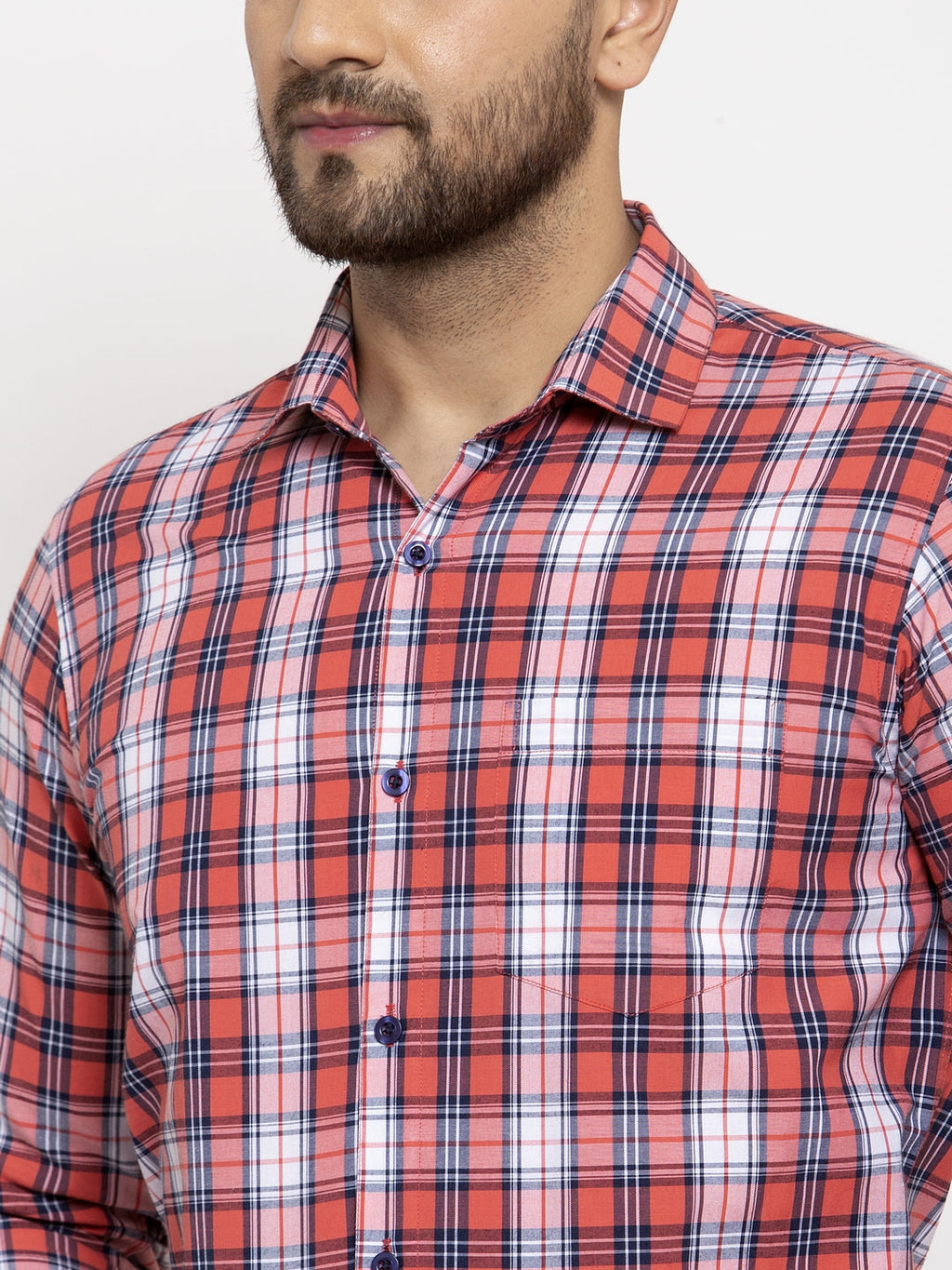 Jainish Red Men's Cotton Checked Formal Shirt's ( SF 764Red ) - Distacart