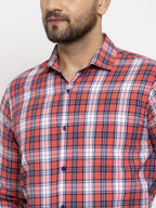 Jainish Red Men's Cotton Checked Formal Shirt's ( SF 764Red ) - Distacart