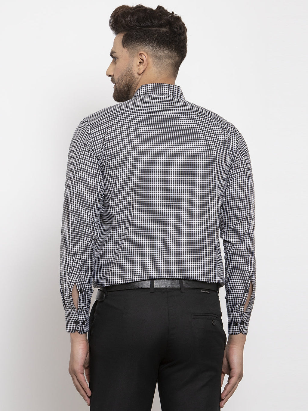 Jainish Black Men's Cotton Checked Formal Shirt's ( SF 765Black ) - Distacart