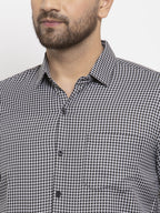 Jainish Black Men's Cotton Checked Formal Shirt's ( SF 765Black ) - Distacart