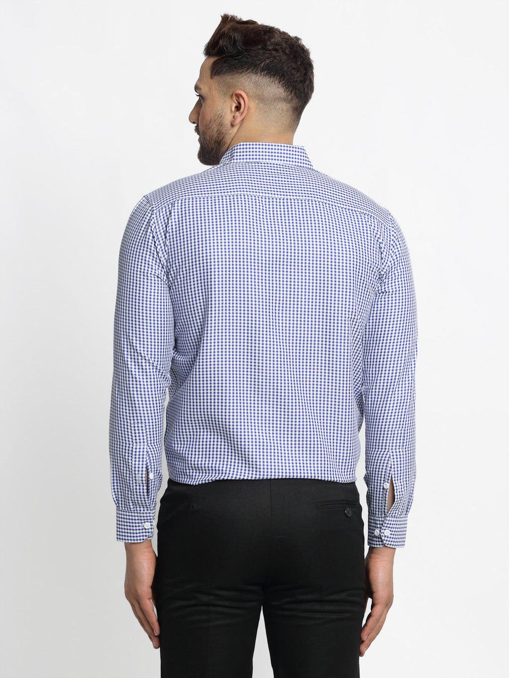 Jainish Blue Men's Cotton Checked Formal Shirt's ( SF 765Blue ) - Distacart