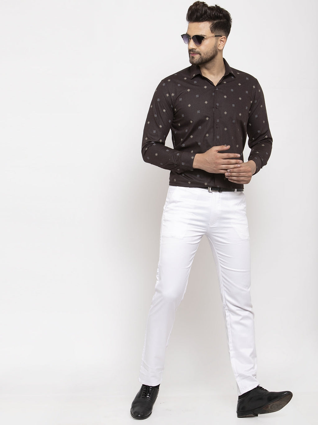 Jainish Brown Men's Cotton Printed Formal Shirt's ( SF 766Black ) - Distacart