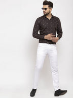 Jainish Brown Men's Cotton Printed Formal Shirt's ( SF 766Black ) - Distacart