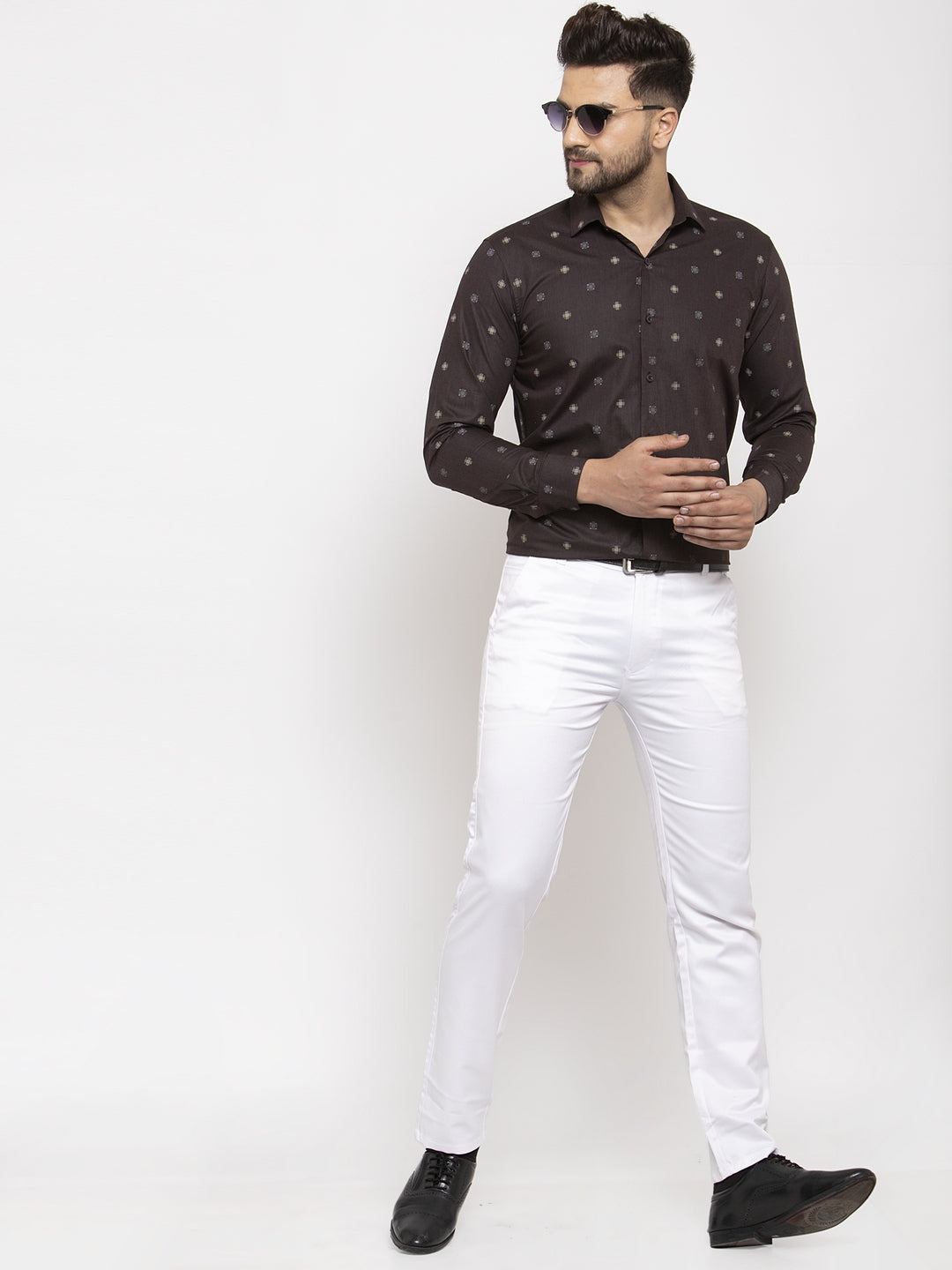 Jainish Brown Men's Cotton Printed Formal Shirt's ( SF 766Black ) - Distacart