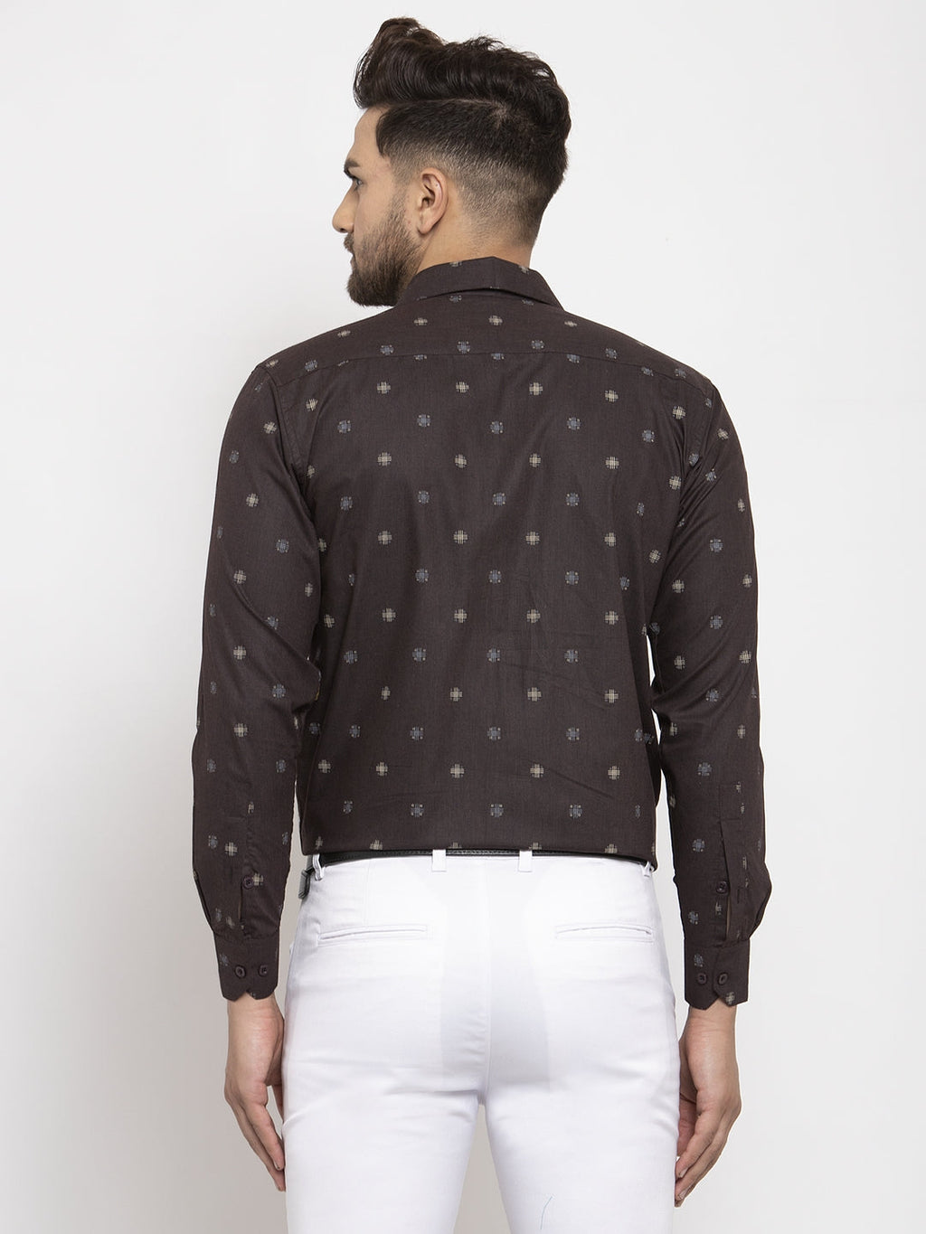 Jainish Brown Men's Cotton Printed Formal Shirt's ( SF 766Black ) - Distacart