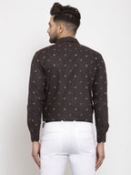 Jainish Brown Men's Cotton Printed Formal Shirt's ( SF 766Black ) - Distacart