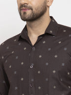Jainish Brown Men's Cotton Printed Formal Shirt's ( SF 766Black ) - Distacart
