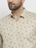 Jainish Cream Men's Cotton Printed Formal Shirt's ( SF 766Cream ) - Distacart