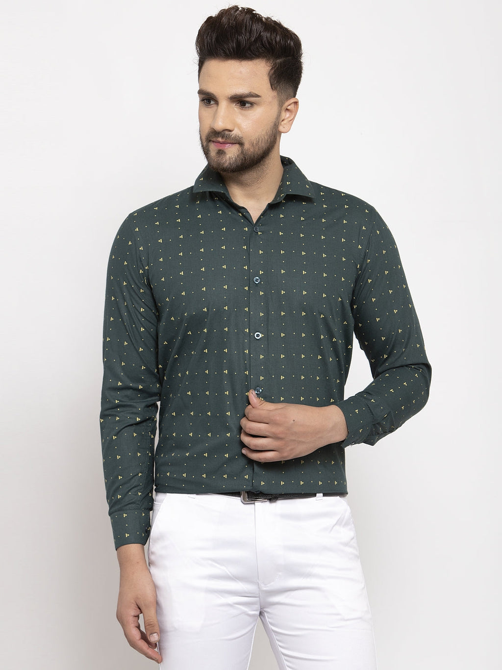 Jainish Green Men's Cotton Printed Formal Shirt's ( SF 766Green ) - Distacart