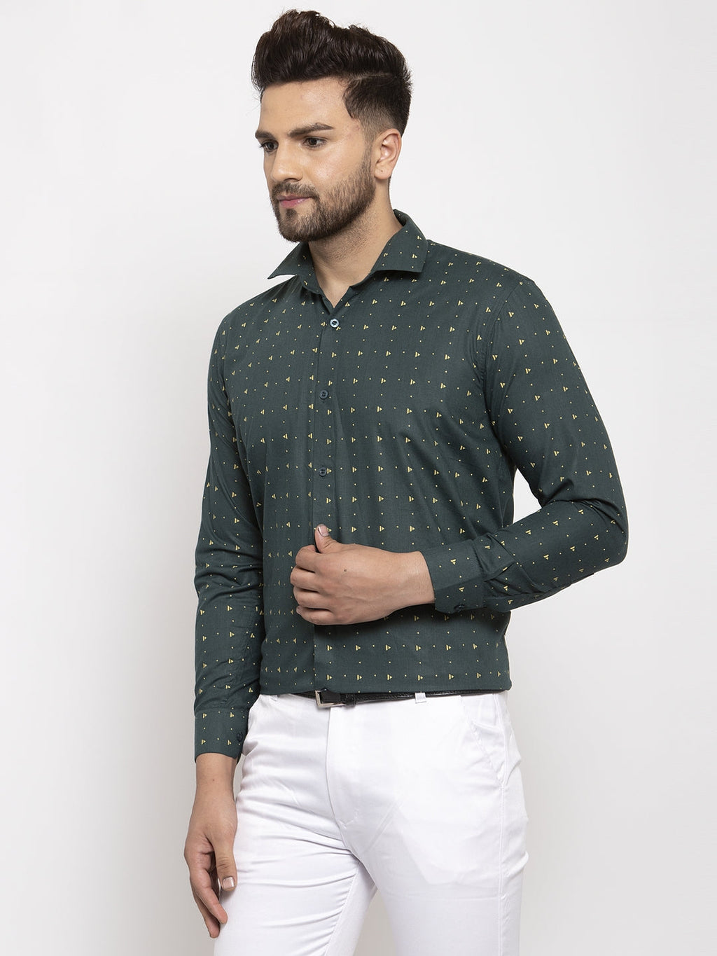 Jainish Green Men's Cotton Printed Formal Shirt's ( SF 766Green ) - Distacart